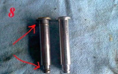 Выработка на старом штифте Сравнение старого штифта с новым