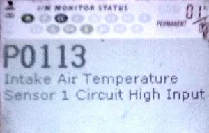 P0113 - Intake Air Temperature Sensor High P0113 - высокий уровень сигнала датчика поступающего воздуха