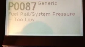 P0087: Low Fuel System Pressure Error