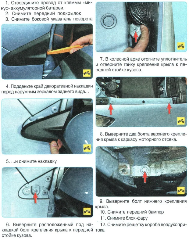 Замена крыла кузова Авео Т300