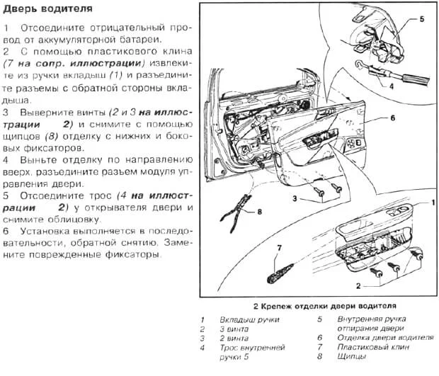 инструкция по снятию обшивки с двери водителя Пассат Б6