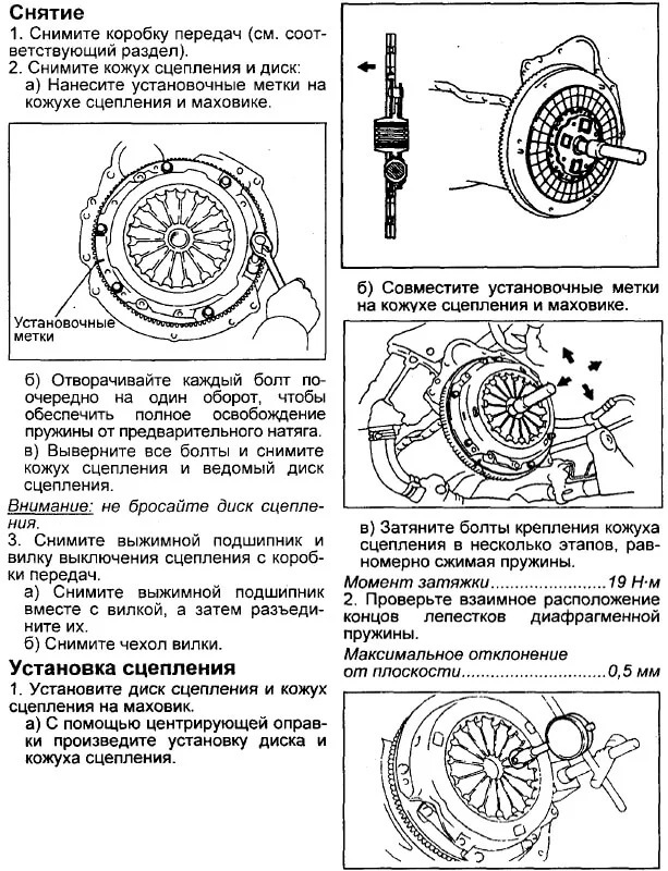 Инструкция по снятию и замене диска и корзины сцепления Тойота Корона/Калдина