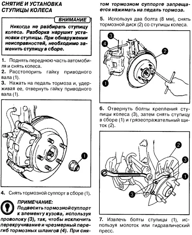 Снятие и установка передней ступицы Grand Vitara