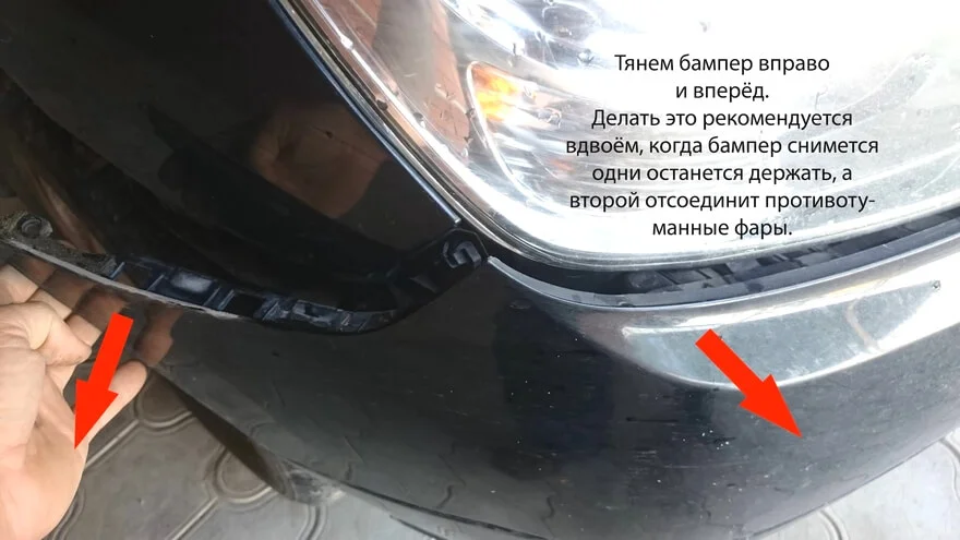 Отсоединение угла переднего бампера Град Старекс