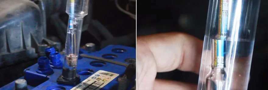 Проверка плотности электролита АКБ при обслуживании