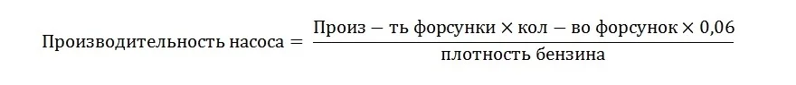 Производительность топливного насоса