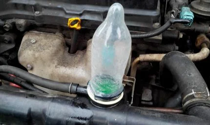 Checking the head gasket with a condom
