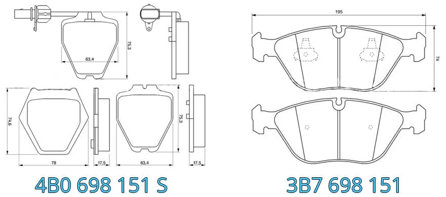 Отличия передних тормозных колодок Пассат Б5