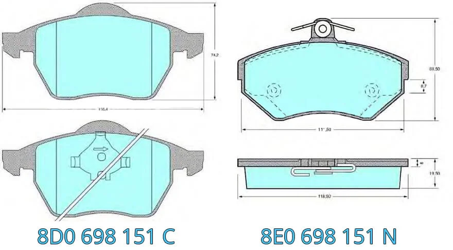 Отличия передних тормозных колодок Пассат Б5