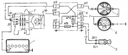 схема зарядки аккумуляторной батареи ВАЗ-2107 с генератором типа 37.3701