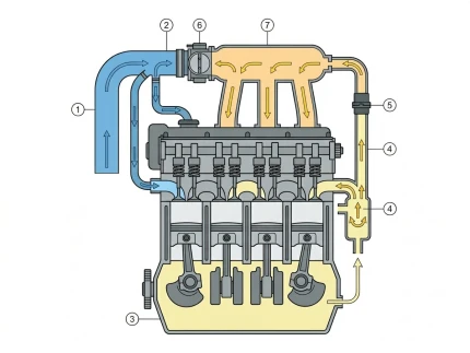 Schéma du système de ventilation du carter (PCV)