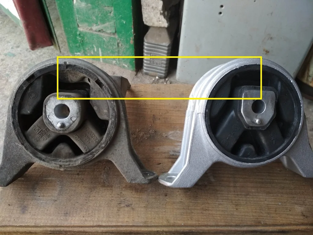 Сравнение старой и новой опоры двигателя