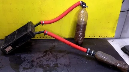 промывка радиатора печки двумя бутылками