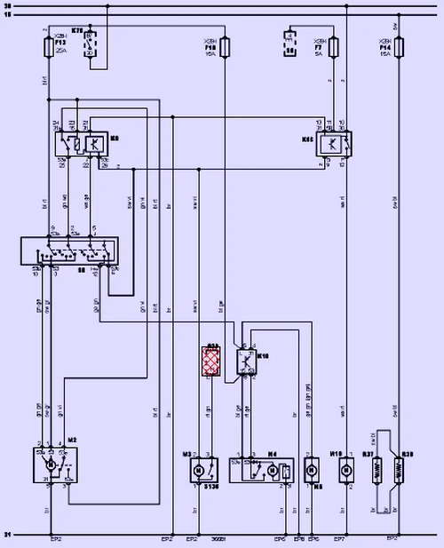 Схема стеклоочистителей (омывателей)