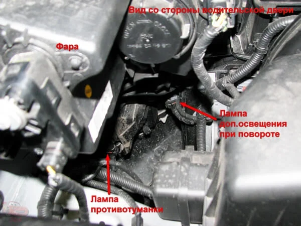 Замена лампочки в противотуманных фарах Kia Rio 2011 Замена лампочки в противотуманных фарах Kia Rio 2011