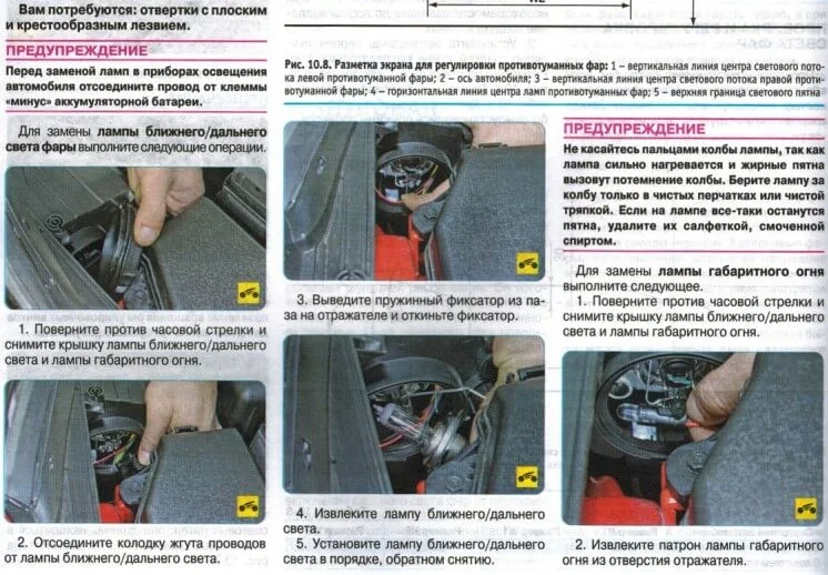 Замена лампочки в противотуманных фарах Kia Rio 2011