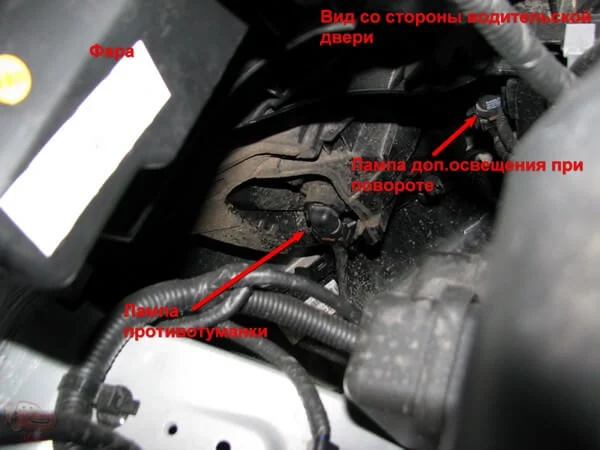 Замена лампочки в противотуманных фарах Kia Rio 2011 Замена лампочки в противотуманных фарах Kia Rio 2011