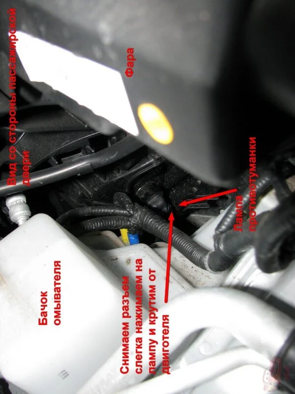 Замена лампочки в противотуманных фарах Kia Rio 2011 Замена лампочки в противотуманных фарах Kia Rio 2011