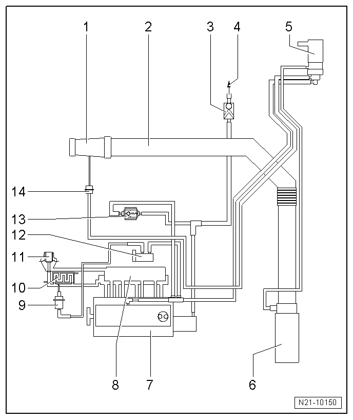 схема вакуума на VW Touran