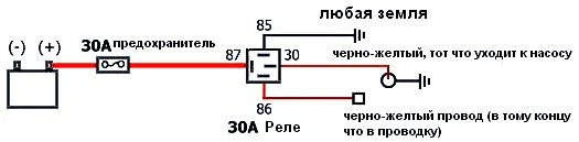 схема подключения бензонасоса на прямую к АКБ