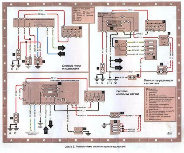 Схема системы пуска и подзарядки