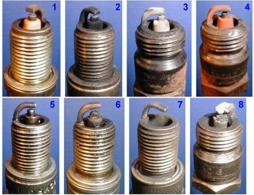 Пример нормальных и изношенных свечей