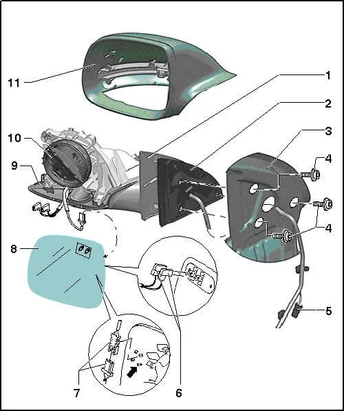 Снятие зеркала Audi Q7