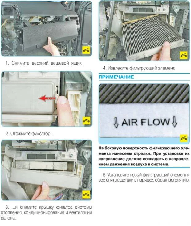 Замена салонного фильтра Тойота Королла 150
