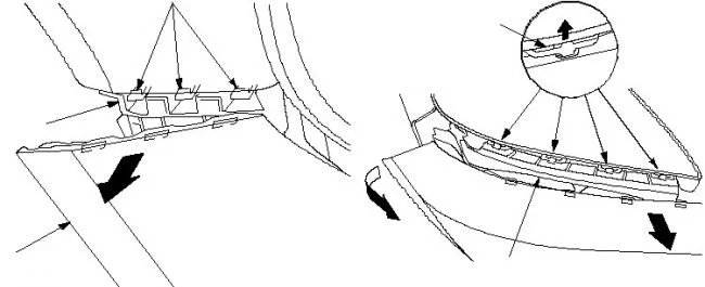 как отцепить бампер с крючков