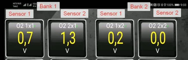 Напряжение на сенсорах