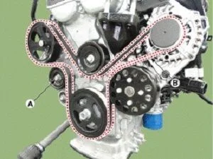 Схема натяжения ремня генератора на Крете 2,0л
