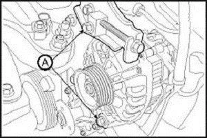 Схема фиксации и натяжения генератора Крета 1,6л