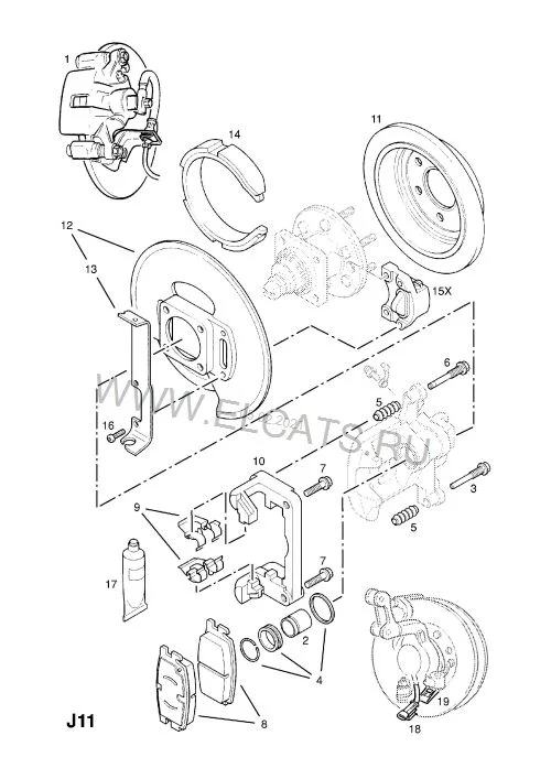 схема задних тормозов