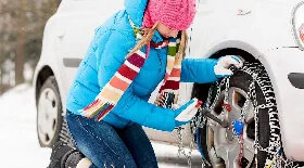 Установка цепей противоскольжения на колеса